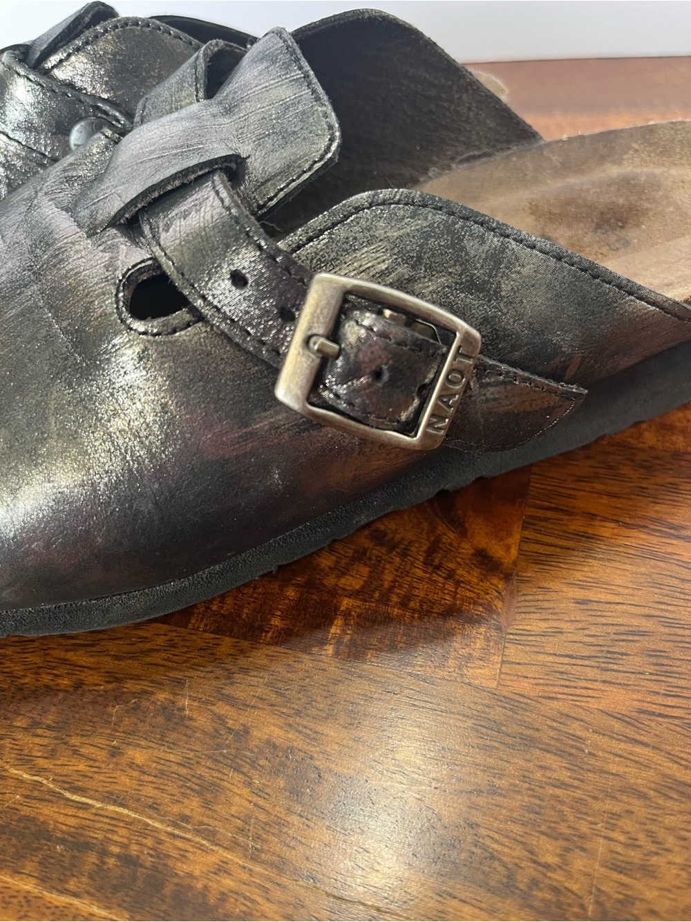 Naot Autumn Clog Mule Slip On Shoe Sz EU 40 US 9 Metallic Onyx - Picture 12 of 15